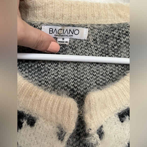 baciano black and white long cardigan size small - Picture 3 of 8